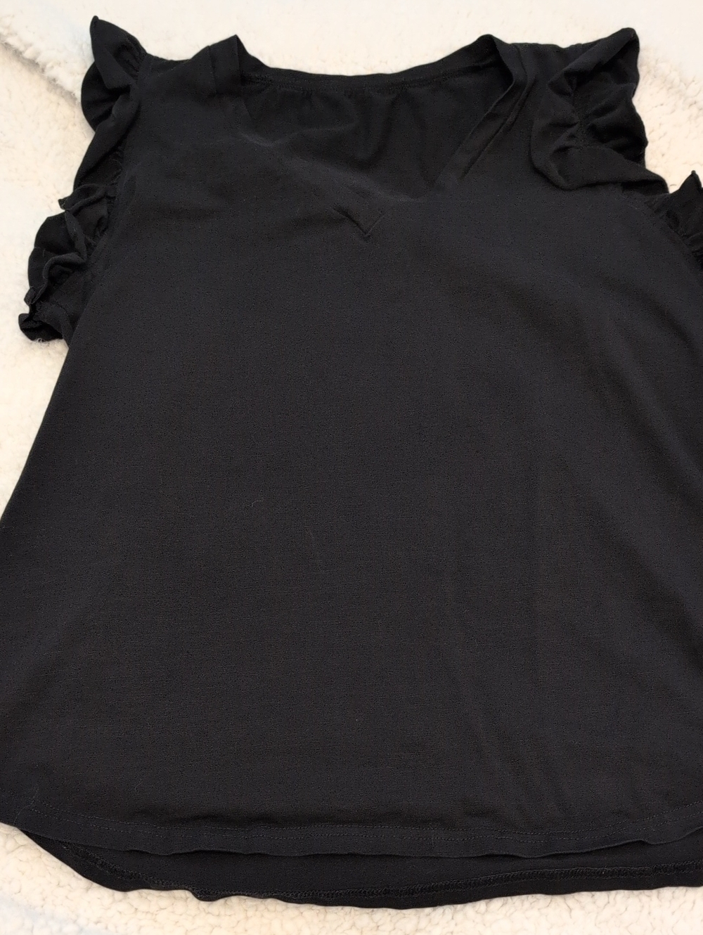 Women's Black Ruffle Sleeve Top - Picture 1 of 3
